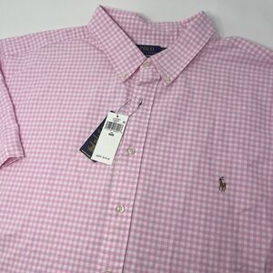 NWT $125 Polo Ralph Lauren Pink White Gingham Check Short‎ Sleeve Shirt 4XB